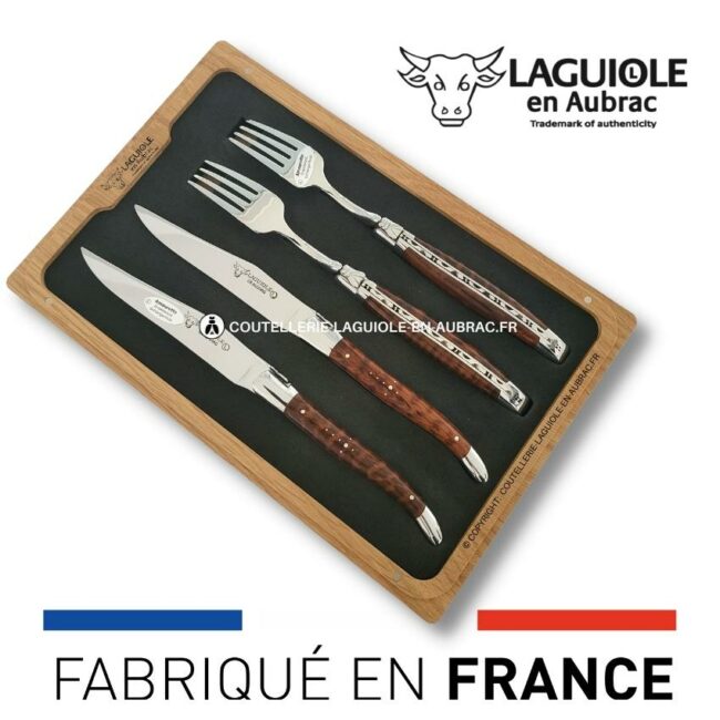 coffret 2 couteaux + 2 fourchettes laguiole amourette