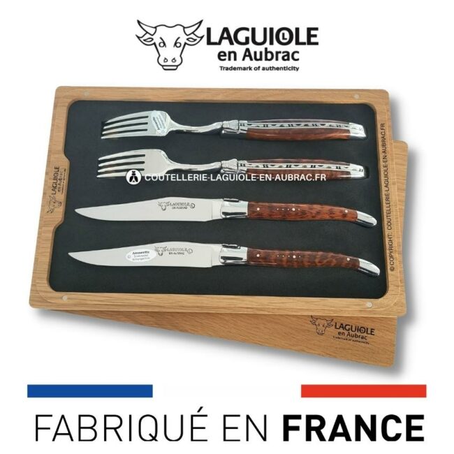 coffret 2 couteaux + 2 fourchettes laguiole amourette