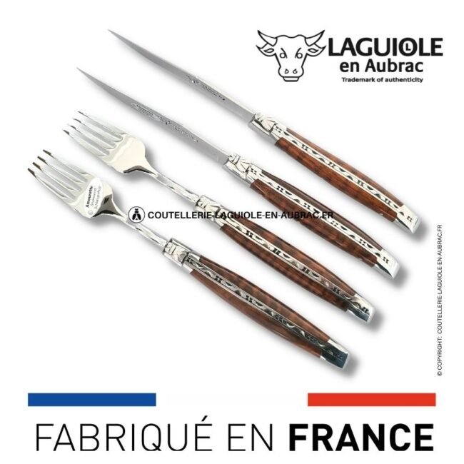 coffret 2 couteaux + 2 fourchettes laguiole amourette