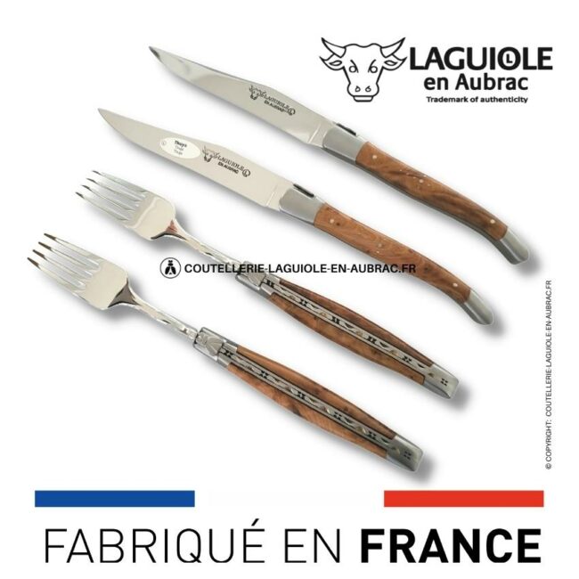 coffret 2 couteaux + 2 fourchettes laguiole thuya