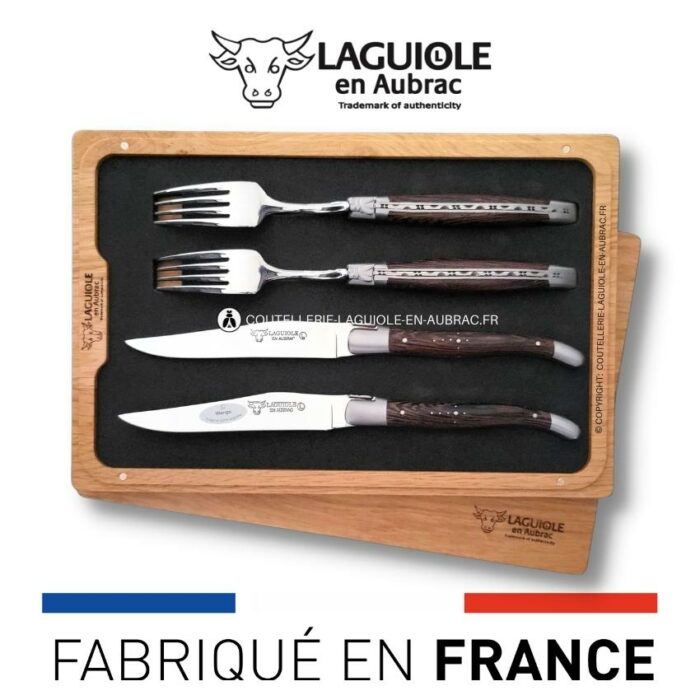 coffret 2 couteaux + 2 fourchettes laguiole wenge
