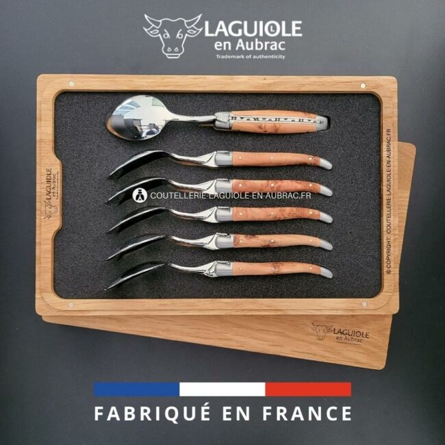 cuillères à dessert laguiole en genévrier