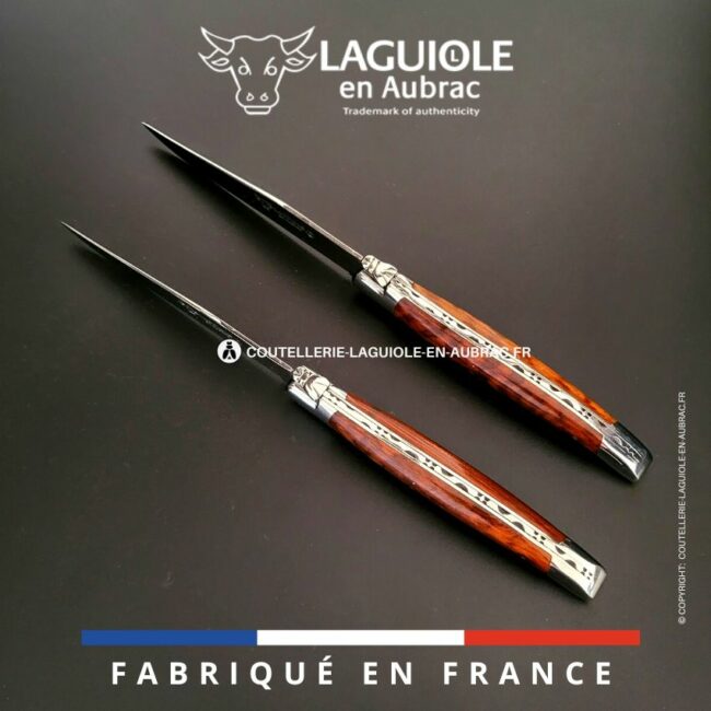 set de 2 couteaux de table laguiole en amourette