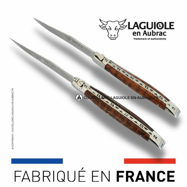 set de 2 couteaux de table laguiole en amourette