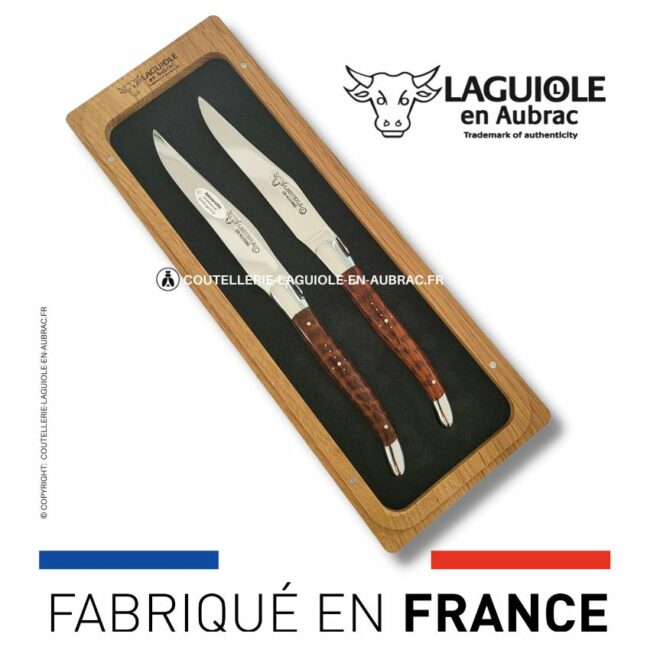 set de 2 couteaux de table laguiole en amourette