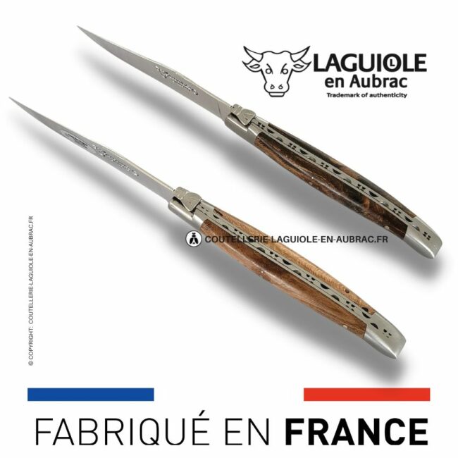 set de 2 couteaux de table laguiole en cep de vigne