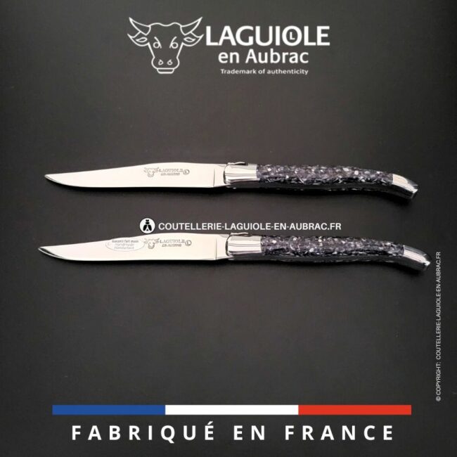 set de 2 couteaux de table laguiole en coquilles de moules