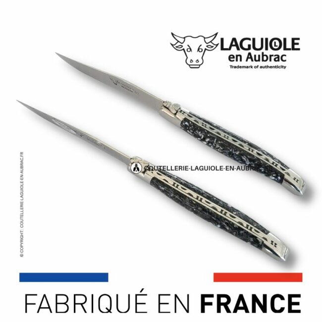 set de 2 couteaux de table laguiole en coquilles de moules