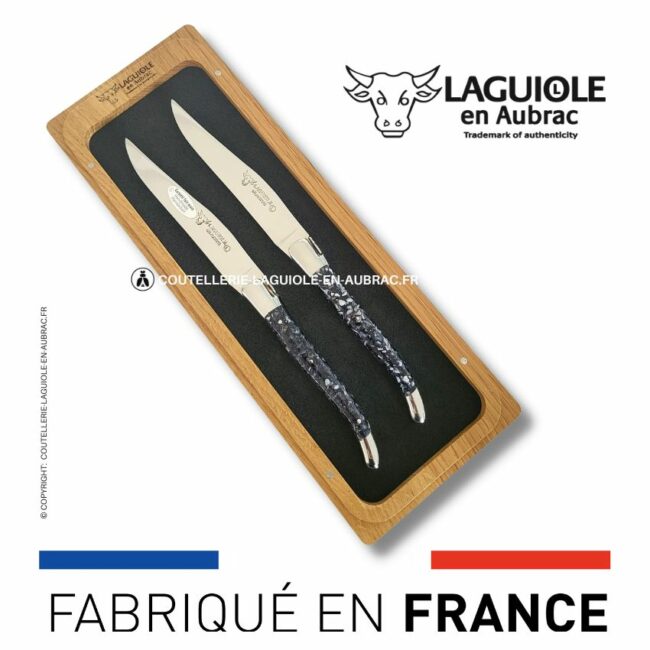 set de 2 couteaux de table laguiole en coquilles de moules