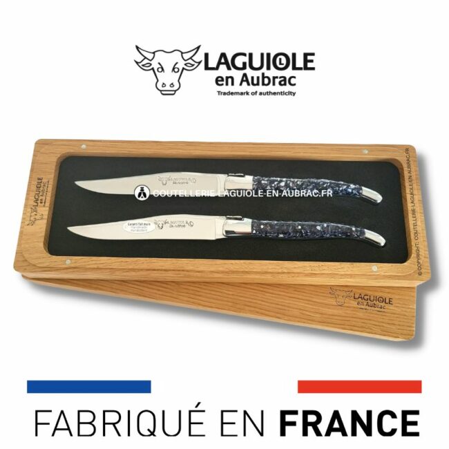 set de 2 couteaux de table laguiole en coquilles de moules