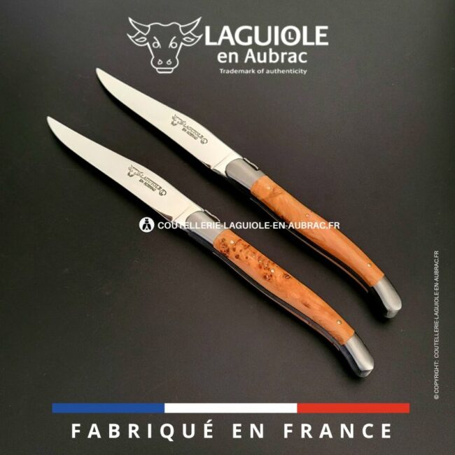 set de 2 couteaux de table laguiole en genévrier