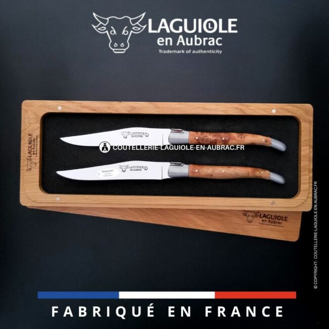 set de 2 couteaux de table laguiole en genévrier