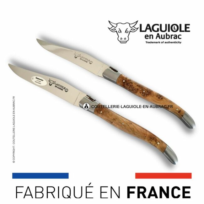 set de 2 couteaux de table laguiole en genévrier