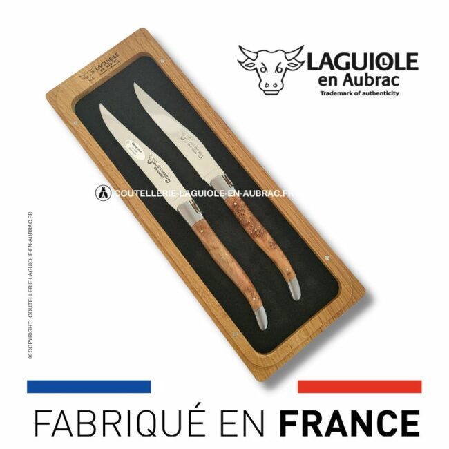 set de 2 couteaux de table laguiole en genévrier