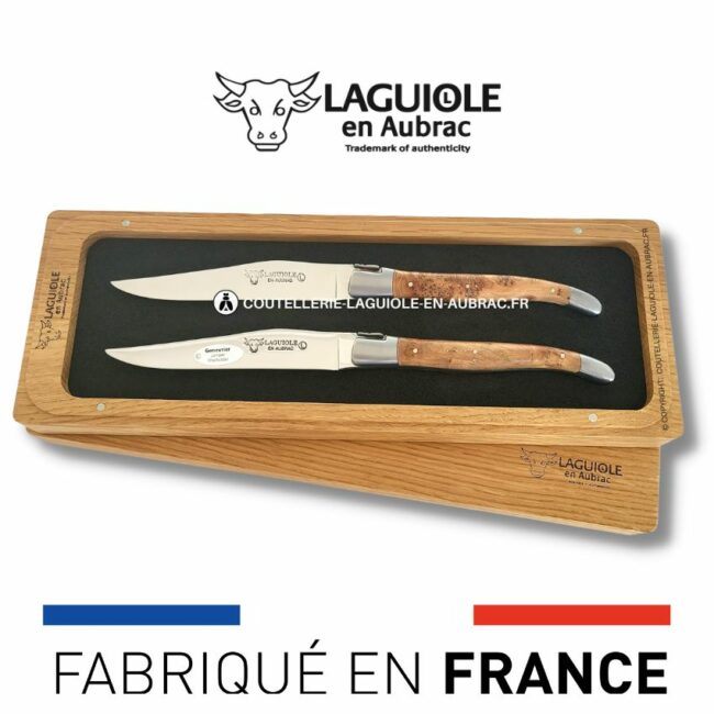 set de 2 couteaux de table laguiole en genévrier