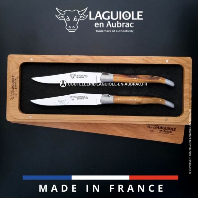 set de 2 couteaux de table laguiole en pistachier