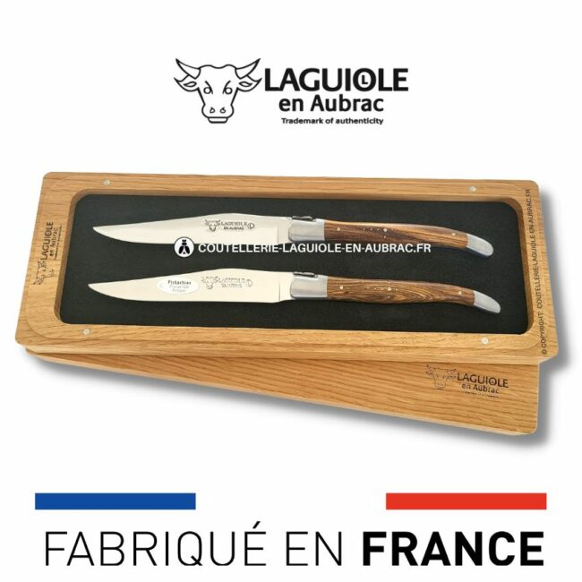 set de 2 couteaux de table laguiole en pistachier