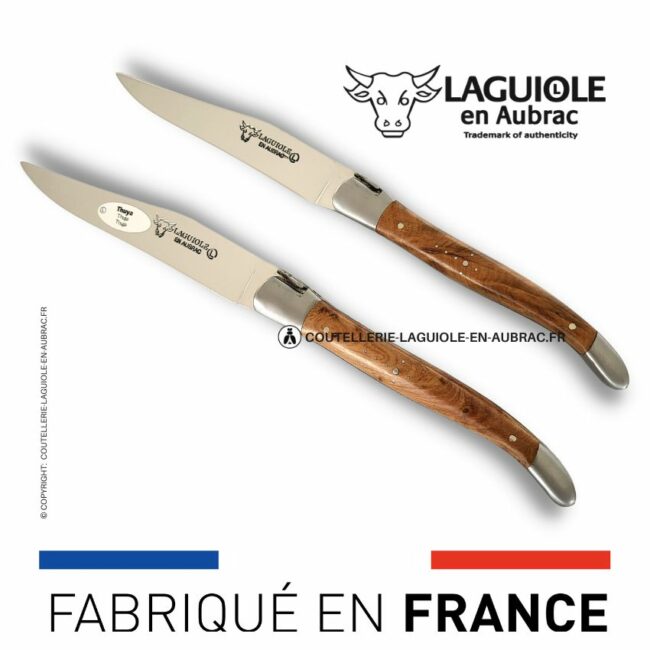 set de 2 couteaux de table laguiole en thuya
