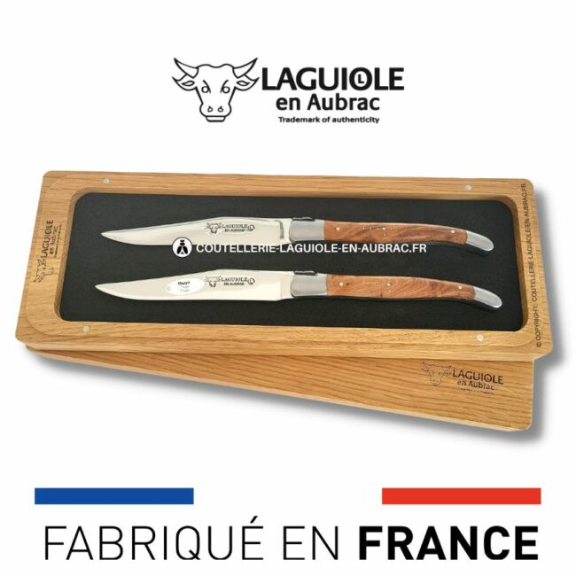 set de 2 couteaux de table laguiole en thuya