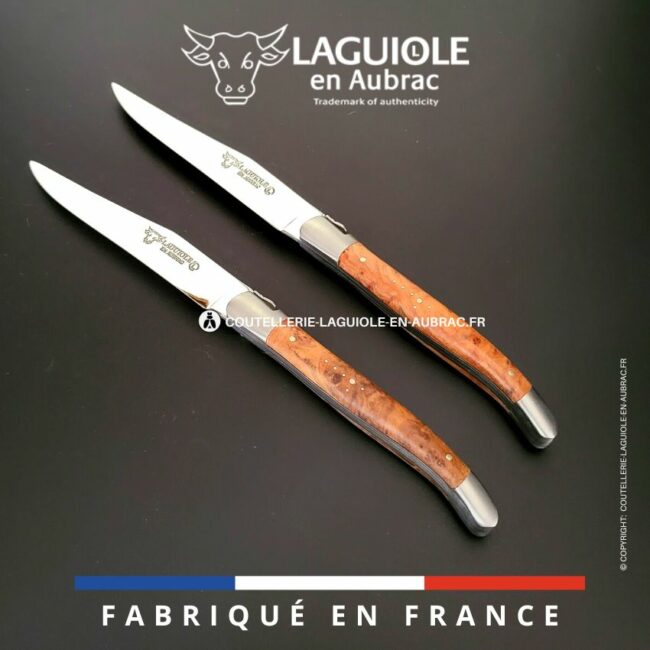 set de 2 couteaux de table laguiole en thuya
