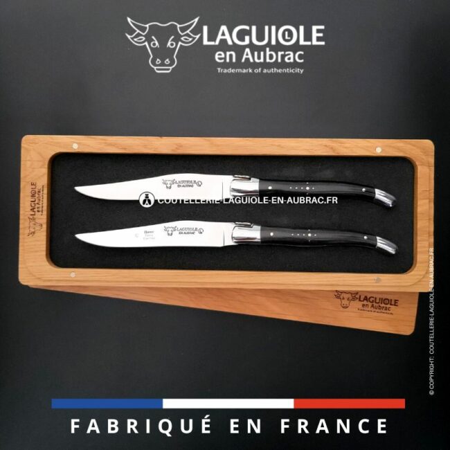 set de 2 couteaux de table laguiole en ebène