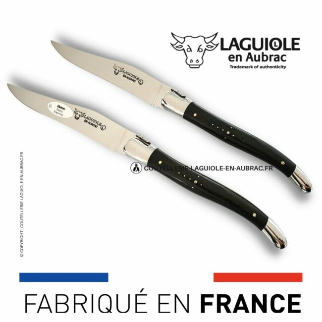 set de 2 couteaux de table laguiole en ebène