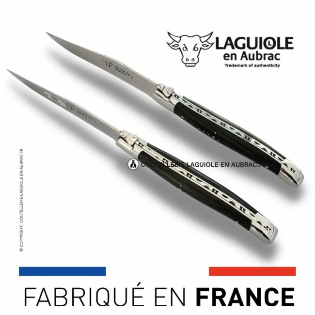 set de 2 couteaux de table laguiole en ebène