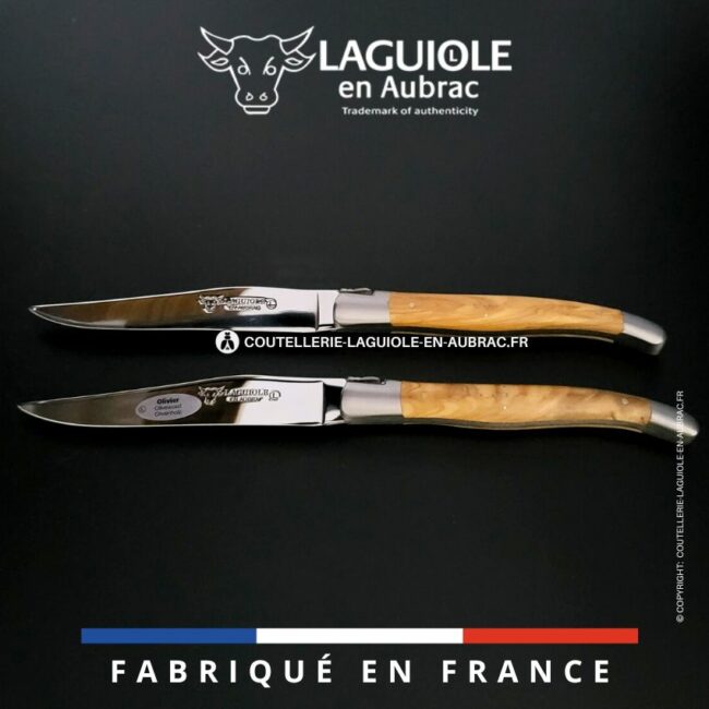 set de 2 couteaux de table laguiole en olivier