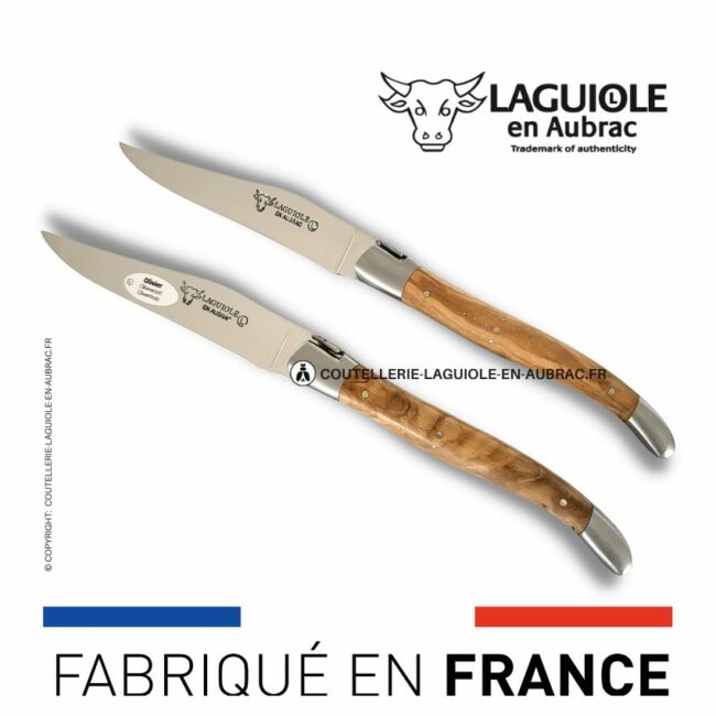 set de 2 couteaux de table laguiole en olivier