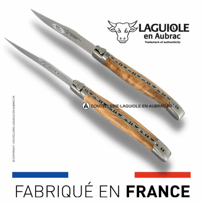 set de 2 couteaux de table laguiole en olivier