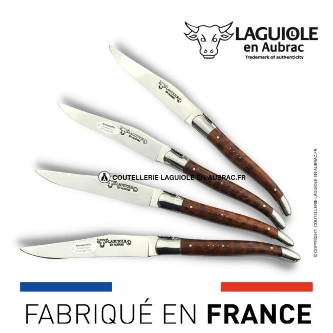 coffret de 4 couteaux de table laguiole en amourette