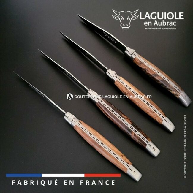coffret de 4 couteaux de table laguiole en cep de vigne
