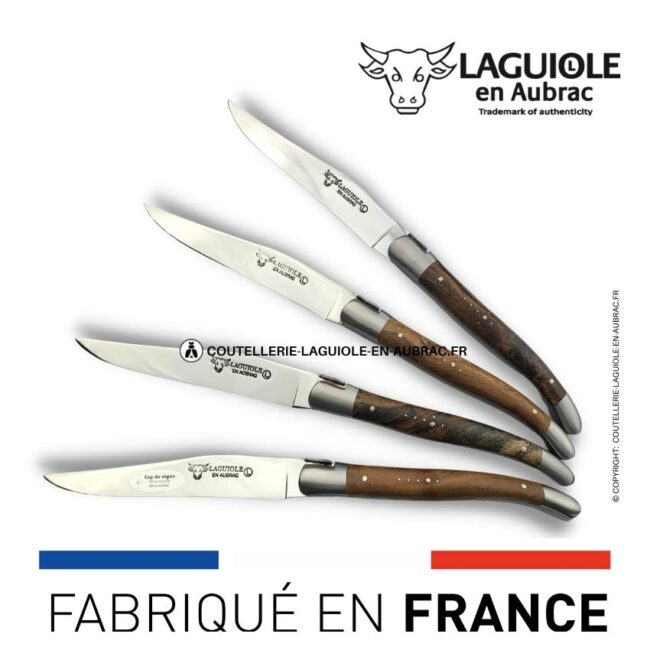 coffret de 4 couteaux de table laguiole en cep de vigne
