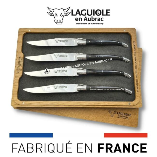 coffret de 4 couteaux de table laguiole en ebène