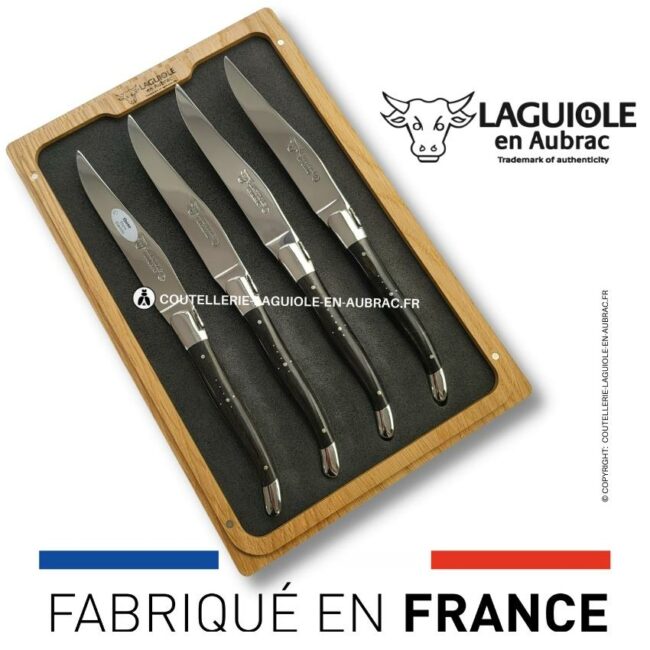 coffret de 4 couteaux de table laguiole en ebène