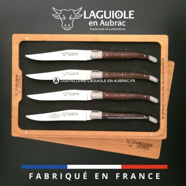 coffret de 4 couteaux de table laguiole en wenge