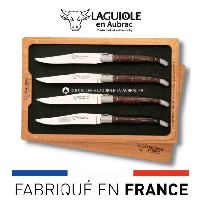 coffret de 4 couteaux de table laguiole en wenge