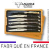 6 couteaux de table laguiole doubles platines ciselées buffle