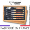 fourchettes de table laguiole en 6 bois mixtes mitres laiton