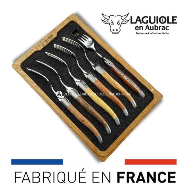 fourchettes de table laguiole en 6 bois de france