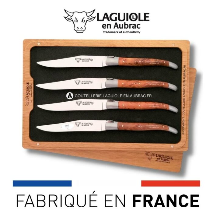 coffret de 4 couteaux de table laguiole en thuya