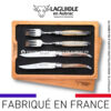 coffret 2 couteaux + 2 fourchettes laguiole pointe de corne