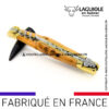 couteau laguiole avec tire bouchon manche genévrier et mitres laiton