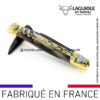 couteau laguiole avec tire bouchon manche pointe de corne et mitres laiton