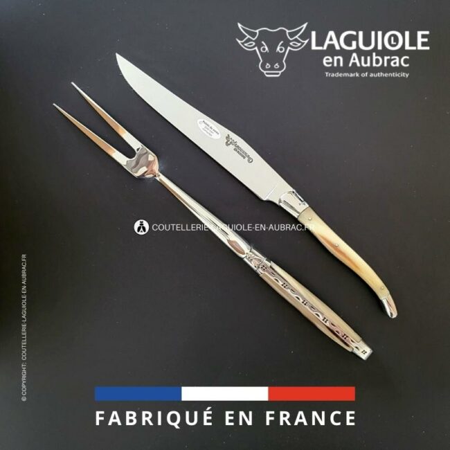 service à découper laguiole en pointe de corne