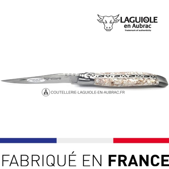 couteau laguiole en coquilles saint jacques recyclées