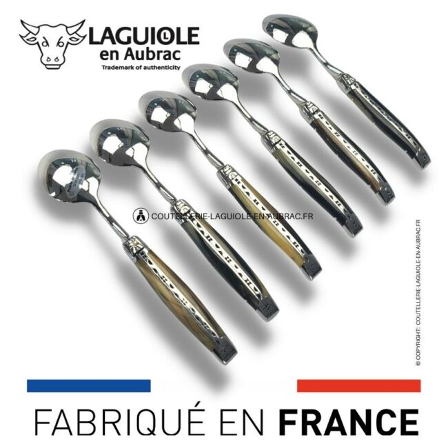 cuillères à dessert laguiole en pointe de corne