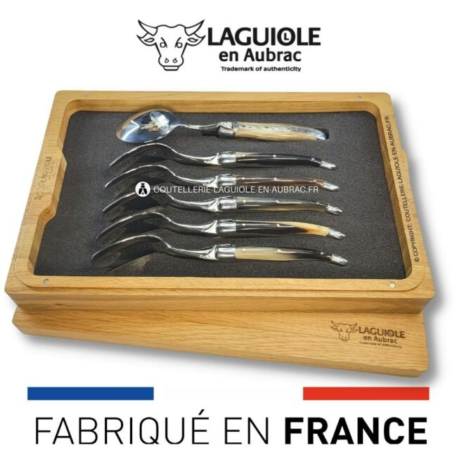 cuillères à dessert laguiole en pointe de corne