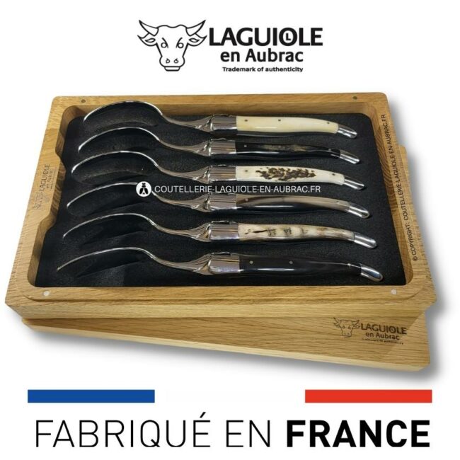 cuillères à soupe laguiole en cornes mixtes
