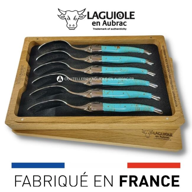 cuillères à soupe laguiole en turquoise